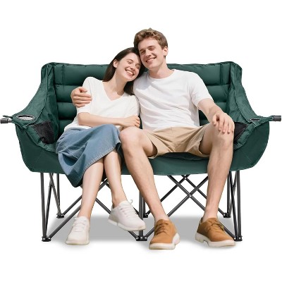 Docred Oversized Double Camping Chair, Folding 2 Person Camping Chair Loveseat, Lawn Chairs with Carrying Bag