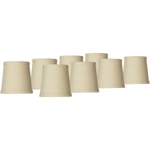 Springcrest Set of 8 Hardback Drum Lamp Shades Nallad Herbal Beige Small 4" Top x 5" Bottom x 5" High Candelabra Clip-On Fitting - 1 of 4