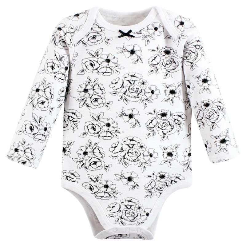 Hudson Baby Infant Girl Cotton Long-Sleeve Bodysuits, Mom Dad Toile, 5 of 7