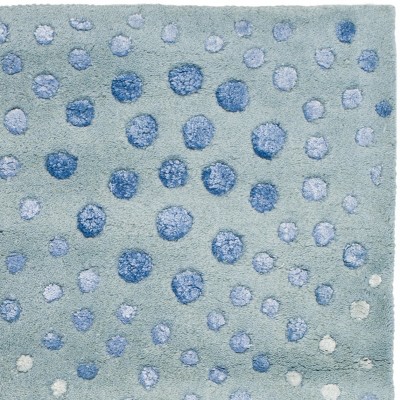 Light Blue Wool and Viscose Tufted Area Rug, 2'6" x 4'