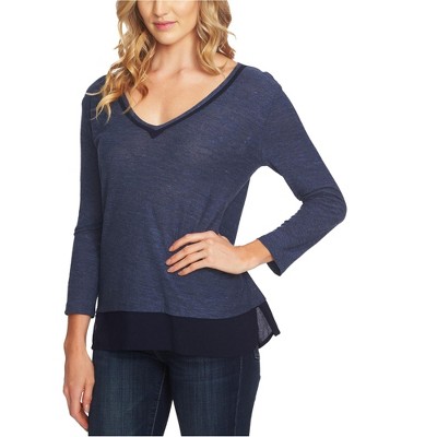 Vince Camuto Womens Layered Look Pullover Blouse