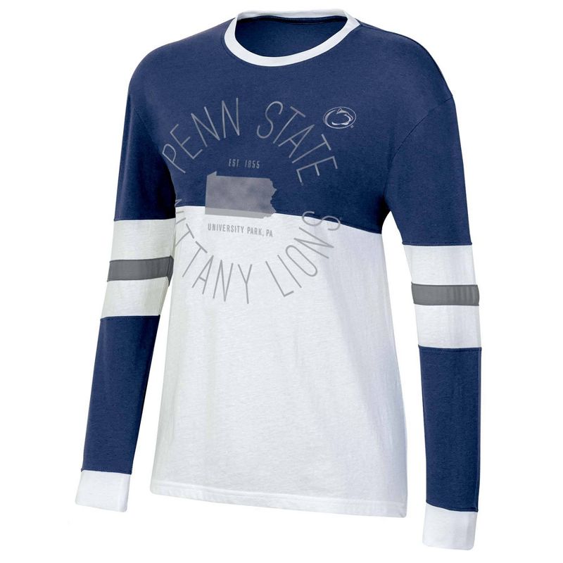 NCAA Penn State Nittany Lions Women&#39;s Long Sleeve Color Block T-Shirt, 1 of 4
