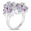 EVERLY JEWELRY | Sterling Silver 2 1/2 CT TGW Tanzanite and Pink Tourmaline Flower Ring - 2 of 2