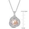 EVERLY JEWELRY | Sterling Silver 10.5-11mm Pink Cultured Freshwater Pearl and 3/4 CT TGW Cubic Zirconia Interlaced Halo Necklace, 18" - 3 of 4
