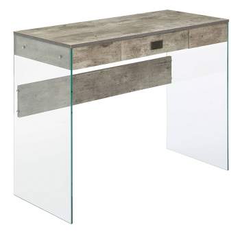 36" Breighton Home Uptown Glass Desk with Drawer
