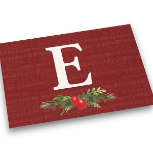 Personalization Mall Nostalgic Noel Burgundy Doormat, 18 x 27 - 1 of 1