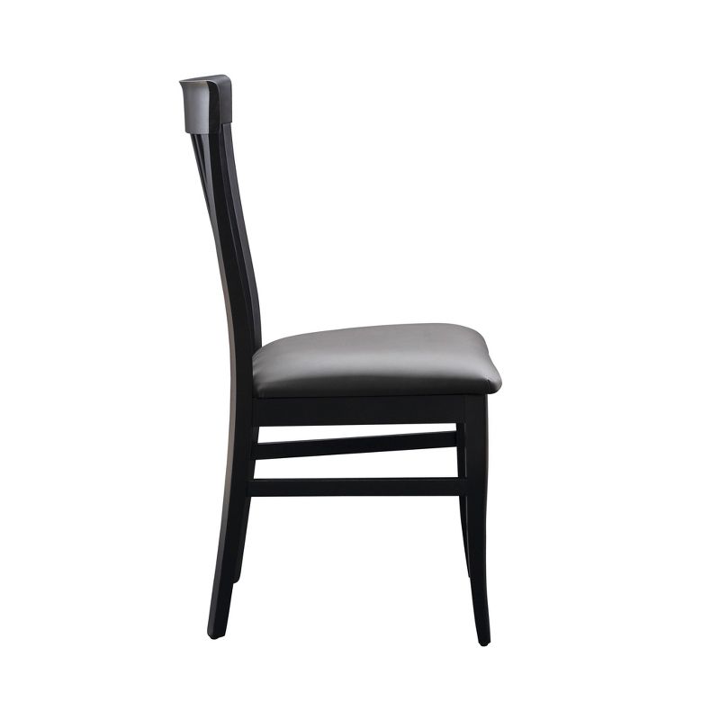 Set of 2 Smythe Slat Back Faux Leather Dining Chairs Chairs Black - Linon, 6 of 14