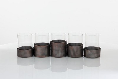 Black Metal and Glass 5-Holder Candle Centerpiece