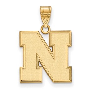 Black Bow Jewelry 14k Yellow Gold Plated Sterling Silver Nebraska Cornhuskers NCAA Medium Pendant - 1 of 3