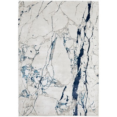 Indio Modern Abstract Ivory/Blue/Black Area Rug