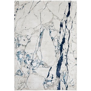 Indio Modern Abstract Ivory/Blue/Black Area Rug - 1 of 4