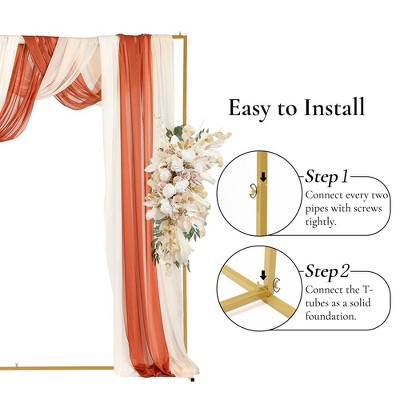 Gold Metal Square Wedding Arch Backdrop Stand 6.6x6.6 FT