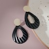 SOHI Women's Black Contrast Drop Earrings - 2 of 3