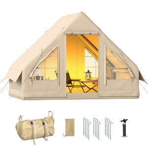 Outsunny Inflatable Camping Tent with Hand Pump, Easy Setup, 4 Season Blow Up Tent, with Mesh Windows and Doors - 1 of 4