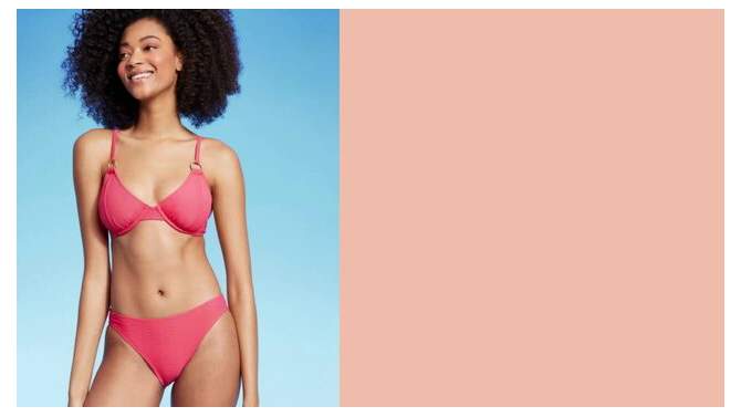 Women's Jacquard Cheeky Bikini Bottom - Shade & Shore™ Neon Pink, 2 of 7, play video