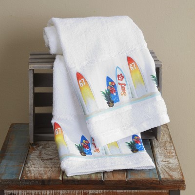 Lakeside Surfer Hand Towels for Bathrooms, Kitchen with Beach Theme - Set of 2