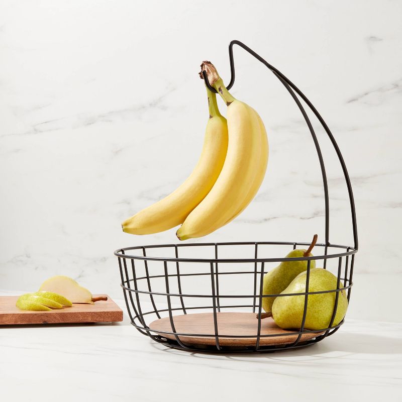 Iron and Mangowood Wire Fruit Basket with Banana Hanger Black - Threshold&#8482;, 3 of 5
