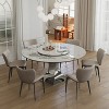 KWPZQEB 59" Round Sintered Stone Dining Table, Glossy Pandora Sintered Stone Tabletop Dining Table with 31.5" Lasy Susan & Hourglass Base (Table Only) - 3 of 4