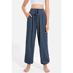 BABYYER Women's High Waisted Yoga Pants, Wide Leg Fake Drawstring Trousers, Casual Sweatpants with Pockets, Quick-Drying and Breathable - 1 of 4
