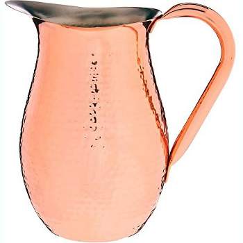 OGGI Stainless Steel Copper Pitcher-Copper Plated Water Pitcher with Hammered, 68oz /2 Lt Drink Pitcher, Copper Kitchen Accessories