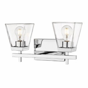 Lauren Modern 2-Light Vanity Sconce - Dimmable, Damp Rated, Clear Glass Shades - 1 of 4