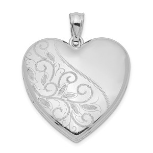 Black Bow Jewelry Sterling Silver 24mm Scrolled Heart Family Locket - 1 of 4
