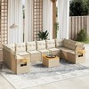 vidaXL 11 Piece Patio Sofa Set with Cushions Beige and Cream Poly Rattan - With Table - 2 of 4