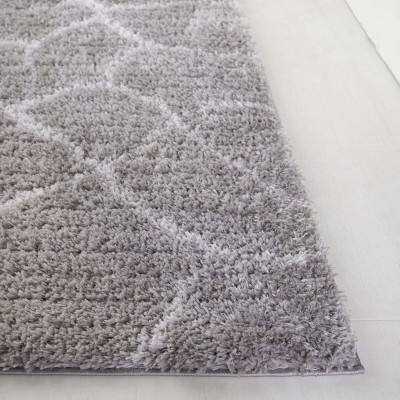 Ivory and Grey Abstract Shag 5' x 7' Synthetic Area Rug