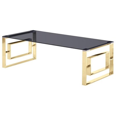 Mallory Stainless Steel and Smoked Glass Coffee Table in Gold - Best Master Furniture