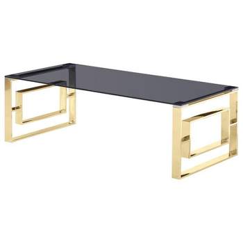 Mallory Stainless Steel and Smoked Glass Coffee Table in Gold - Best Master Furniture
