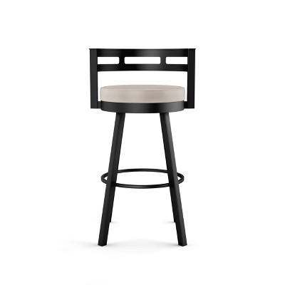Sophisticated Cream Faux Leather Swivel Counter Stool with Black Metal Frame