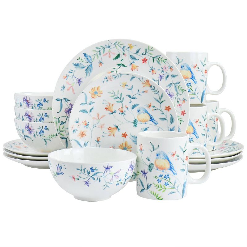 16pc Gibson Home Butterfly Floral Fine Ceramic Dinnerware Set - Gibson, 1 of 9