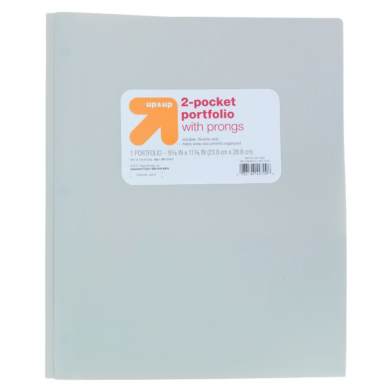 2 Pocket Plastic Folder with Prongs - up & up™, 1 of 8