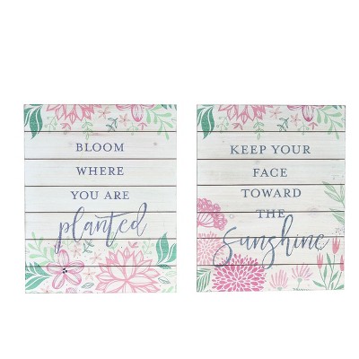 Transpac MDF Floral Wall Decor Set of 2 Spring Home Decorations