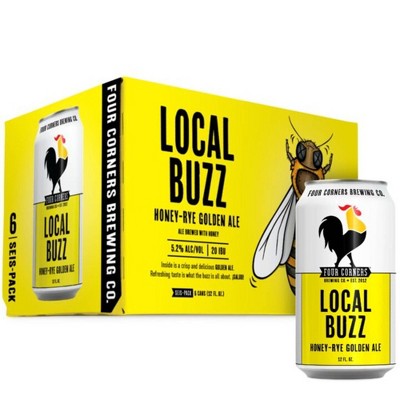 Four Corners Local Buzz Honey-Rye Golden Ale Beer - 6pk/12 fl oz Cans
