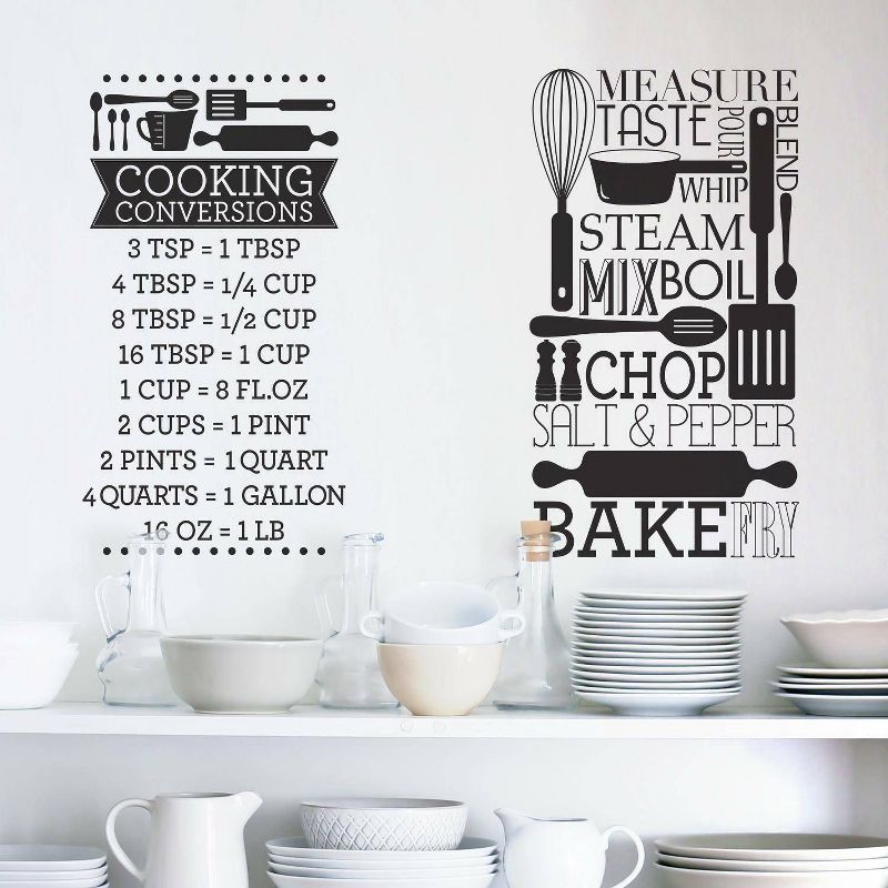 Cooking Conversions Peel and Stick Wall Decal Black/White - RoomMates, 4 of 7