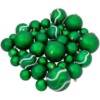 Northlight 39ct Green Shatterproof 2-Finish Christmas Ball Ornaments 4" (100mm)
