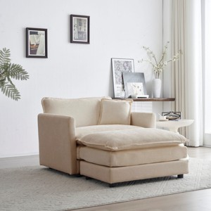 Modern Accent Chair with Ottoman,Chenille Upholstered Reading Chair for Bedroom,Living Room-Tanpinhause - 1 of 4