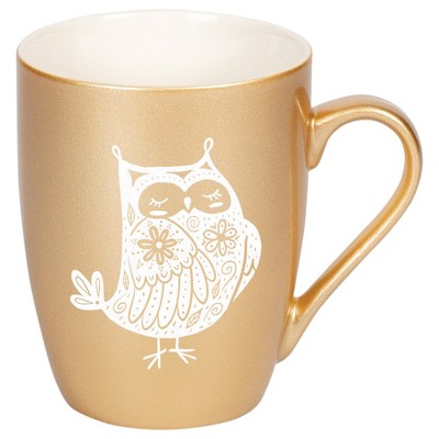 Elanze Designs 10 Ounce Metallic Finish New Bone China Tea Coffee Cup Mug� Gold Garden of Flowers Owl