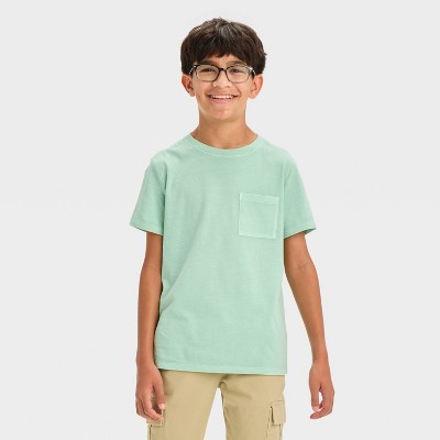 Boys' Short Sleeve Washed T-Shirt - Cat & Jack™ Aqua Green M