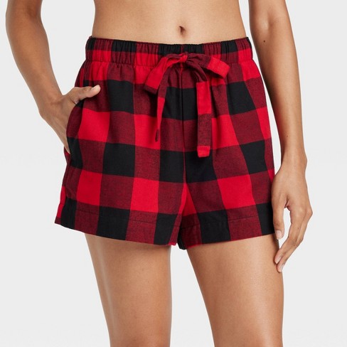 Women s Buffalo Check Flannel Pajama Shorts Auden Red M Target