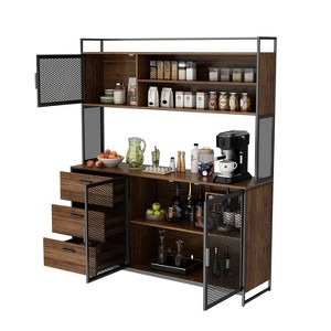 Hitow Kitchen Cabinet Wooden Buffet Sideboard Metal Door 3 Drawer Rack Worktop - 1 of 4