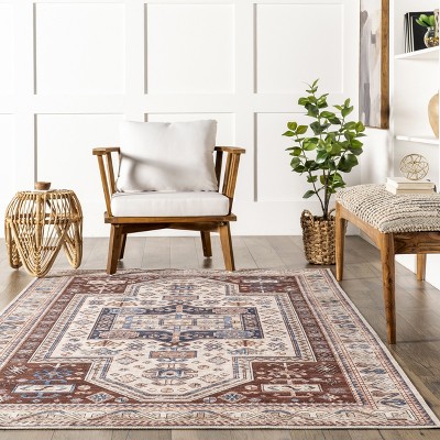 Eco-Chic Rust 4' x 6' Synthetic Non-Slip Washable Area Rug