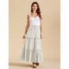Women's Ruffle Splicing Drawstring Waist Maxi Skirt Summer Fall Casual Flowy Swing A Line Loose Fit Tiered Long Skirt - 4 of 4
