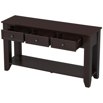 Vynxaria 55.4" Modern Entryway Console Table with Storage Drawers and Poplar Legs