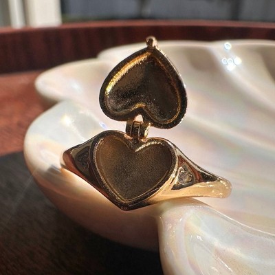 Heart Locket Ring in Gold, Silver - Honeycat - image 3