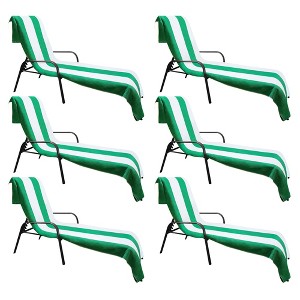 Cabana Striped Cotton Standard Size Towel/ Chaise Lounge Chair Cover Set by Blue Nile Mills - 1 of 4