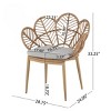 Set of 2 Outdoor Papasan Style Dining Chairs,Peacock Back Rattan Accent Chairs with Cushion,Woven Rattan Frame with Teak Style Legs-The Pop Home - 3 of 4