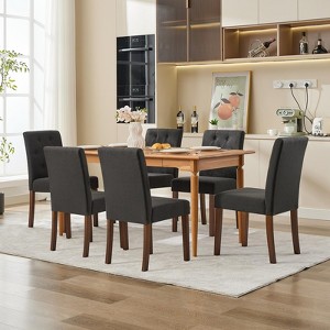 Coucheta Dining Chair Set - Linen Upholstered Button Tufted, High Back & Wide Seat, for Kitchen/Living Room - 1 of 4