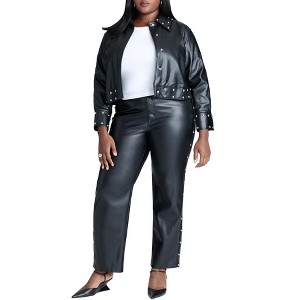 ELOQUII Women's Plus Size Studded Faux Leather Pant - 1 of 4
